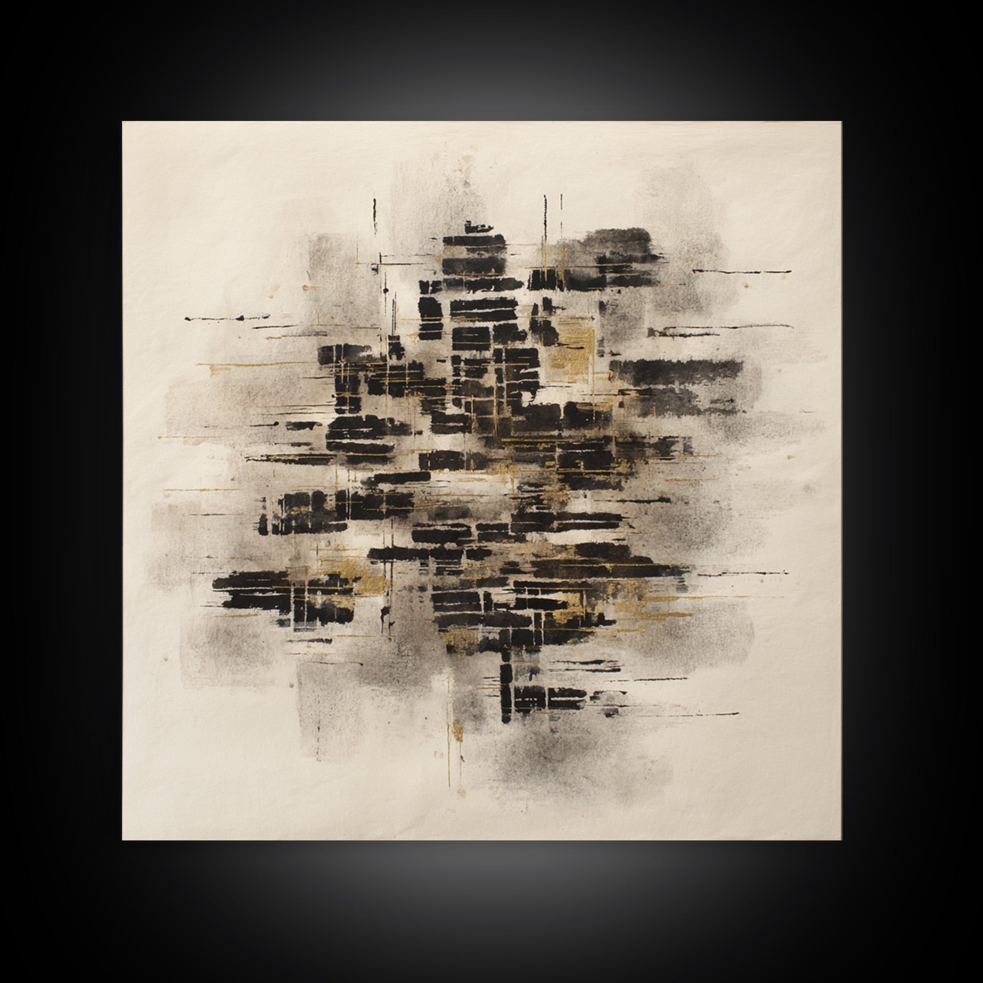 Expressive Musical Rhythm Painted as Ink Strokes Framed Canvas Print, Calligraphy Art, Painting, Living Room Decor, Script, CAL-1x1-96