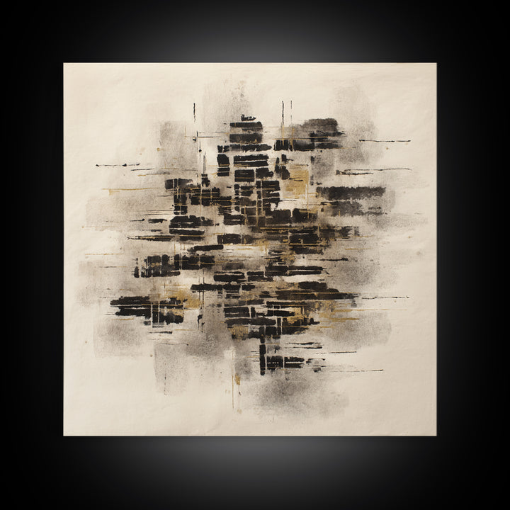 Expressive Musical Rhythm Painted as Ink Strokes Framed Canvas Print, Calligraphy Art, Painting, Living Room Decor, Script, CAL-1x1-96