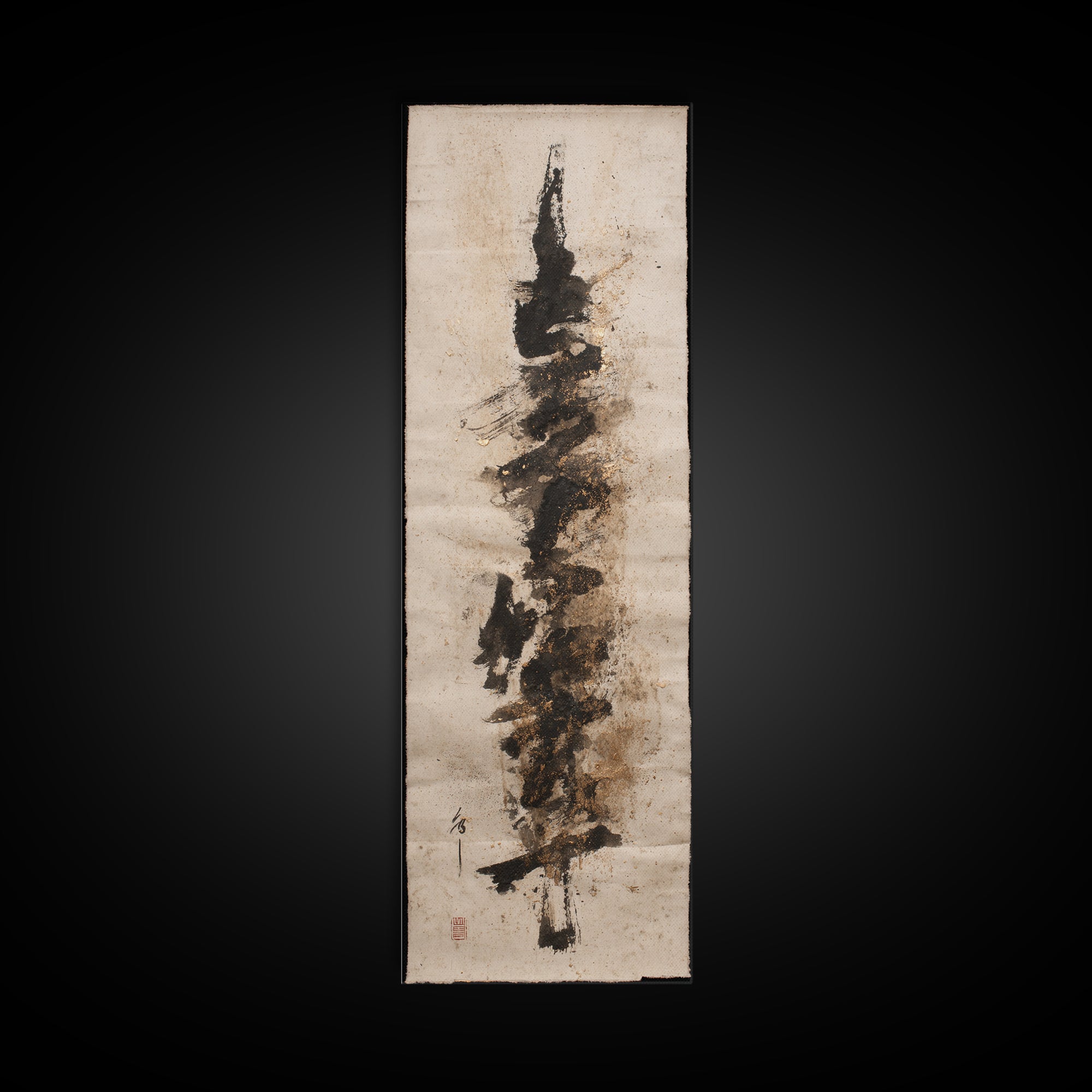 Abstract Prayer Flag of Brush Marks Canvas Print, Calligraphy Art, Calligraphy, Living Room Decor, Script, Japanese Decor, CAL-1x3-11