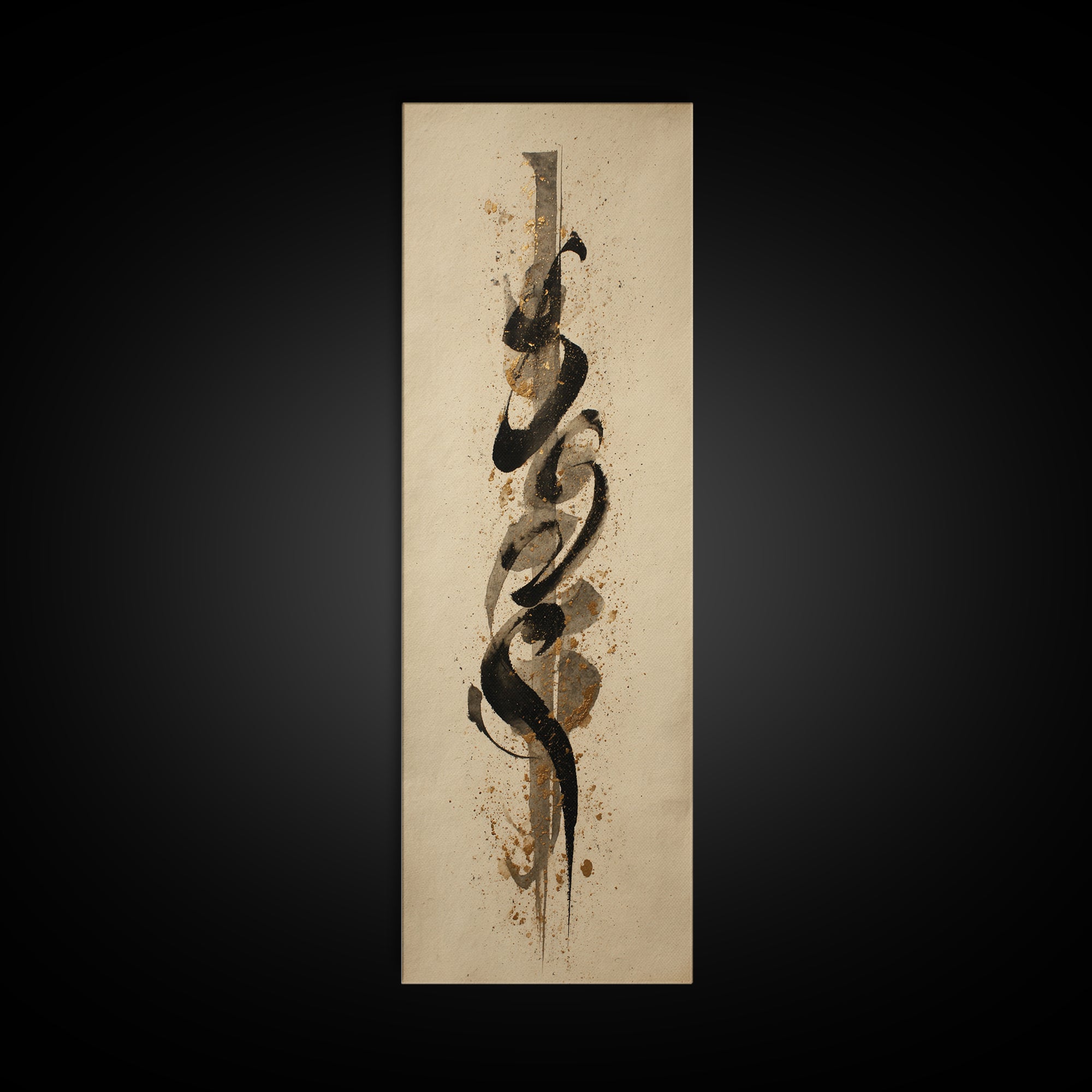 Expressive Musical Rhythm Painted as Ink Strokes Canvas Print, Calligraphy Art, Boho Decor, Living Room Decor, Fine Art, Script, CAL-1x3-12