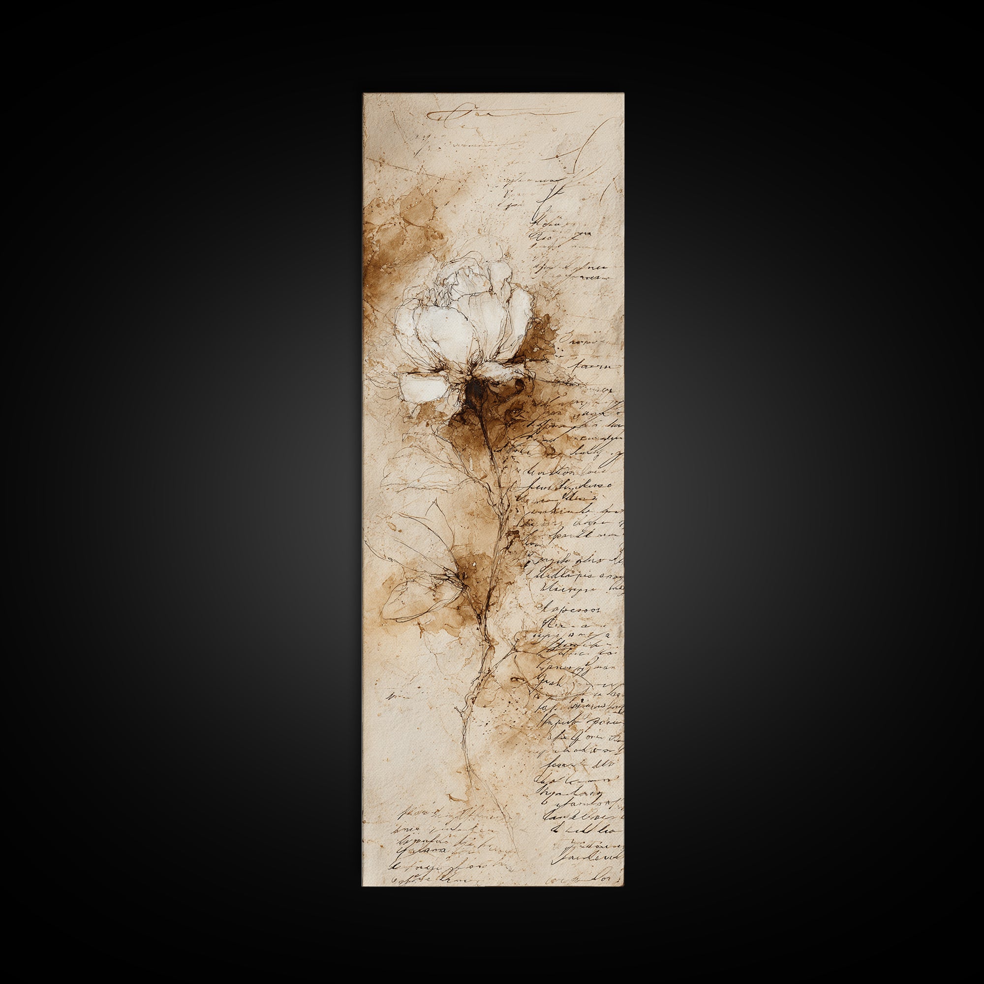 Single Elegant Flourish Shaped Like a Flower Canvas Print, Calligraphy Art, Room Decor, Living Room Decor, Fine Art, Script, CAL-1x3-17