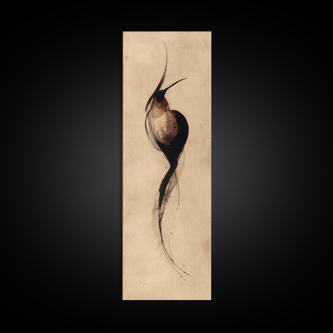 Calligraphic Bird Shape Formed from Flowing Lines Canvas Print, Calligraphy Art, Luxury Decor, Living Room Decor, Script, CAL-1x3-20