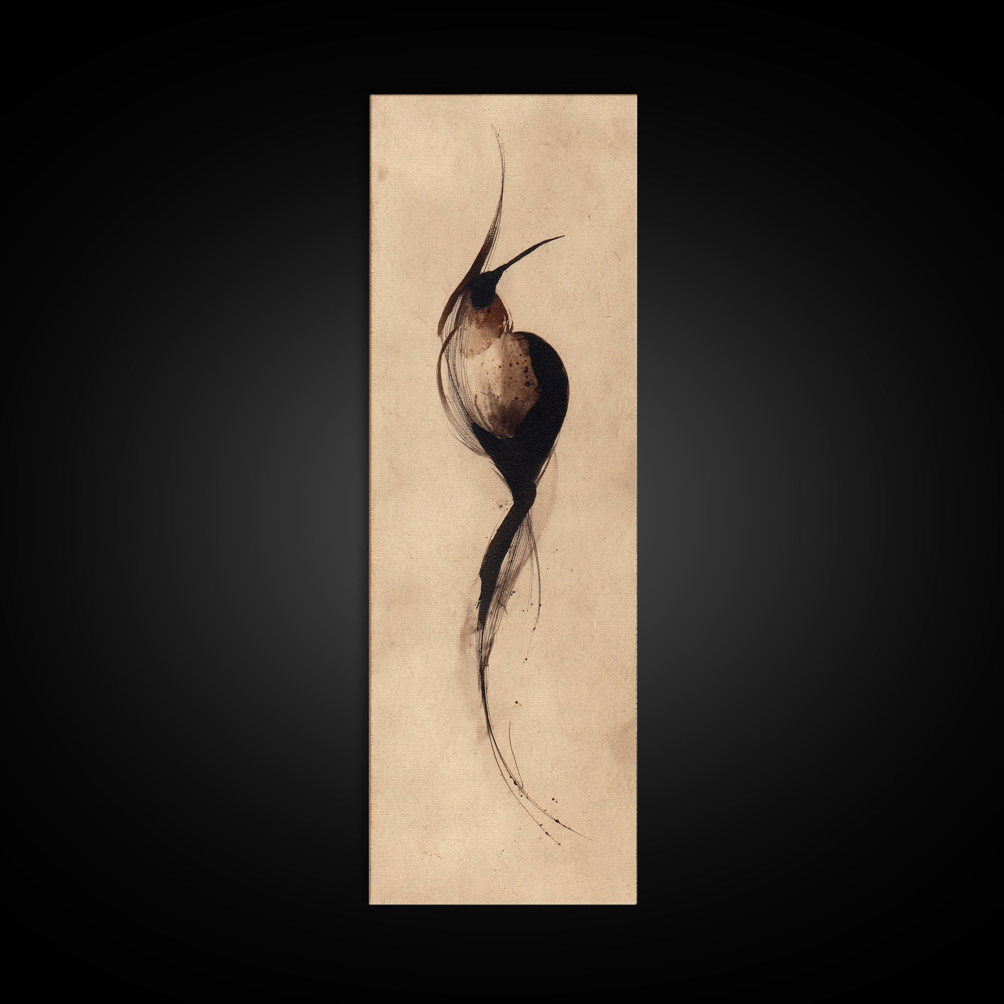 Calligraphic Bird Shape Formed from Flowing Lines Canvas Print, Calligraphy Art, Luxury Decor, Living Room Decor, Script, CAL-1x3-20
