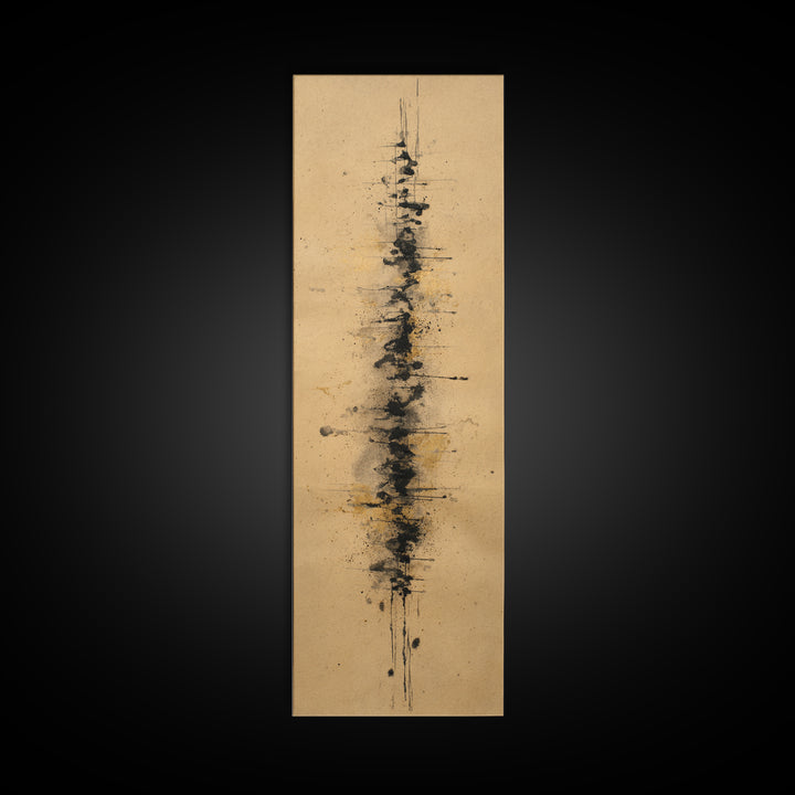 Ink Splatter and Long Brushstroke Composition Canvas Print, Calligraphy Art, Room Decor, Living Room Decor, Fine Art, Script, CAL-1x3-28