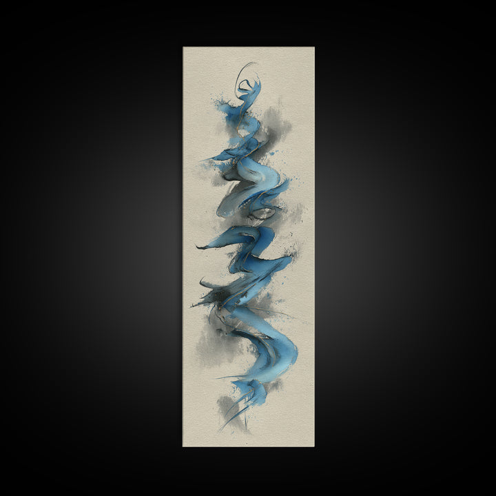 Modern Calligraphy Wave Framed Canvas Print, Calligraphy Art, Watercolor Print, Living Room Decor, Fine Art, Script, CAL-1x3-46
