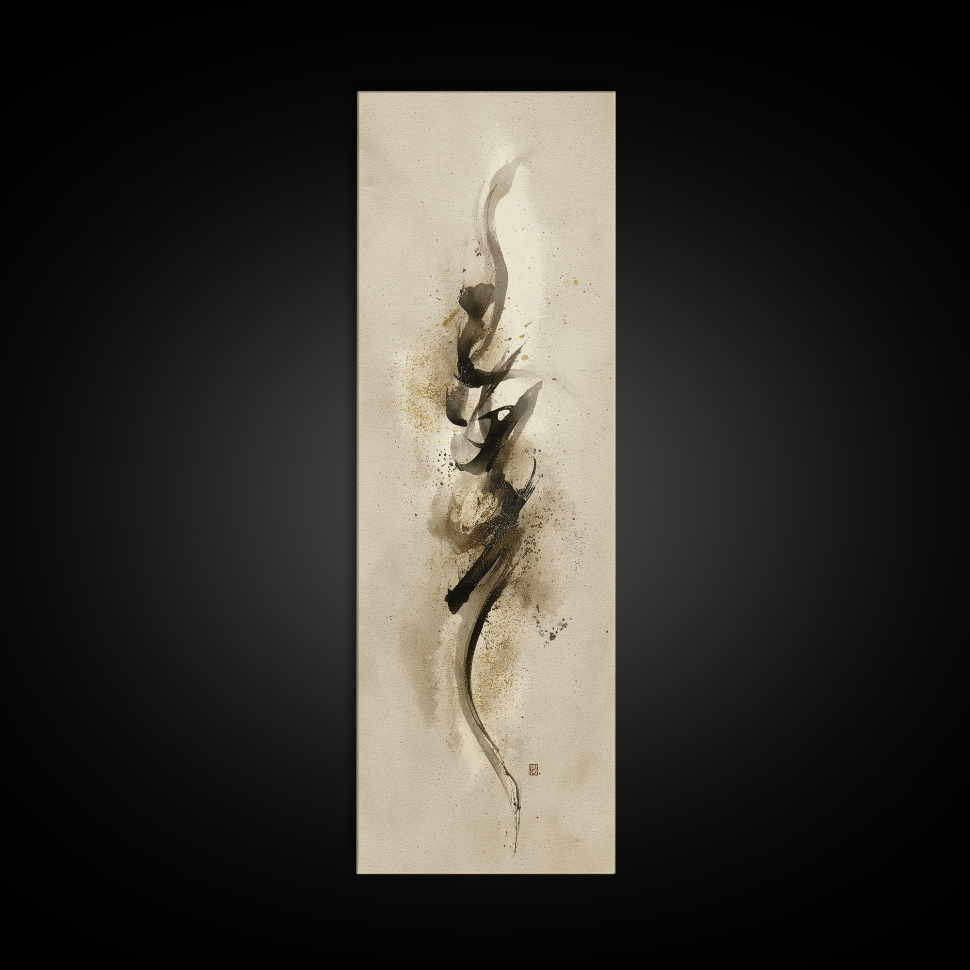 Expressive Musical Rhythm Painted as Ink Strokes Canvas Print, Calligraphy Art, Wall Decor, Living Room Decor, Fine Art, Script, CAL-1x3-60