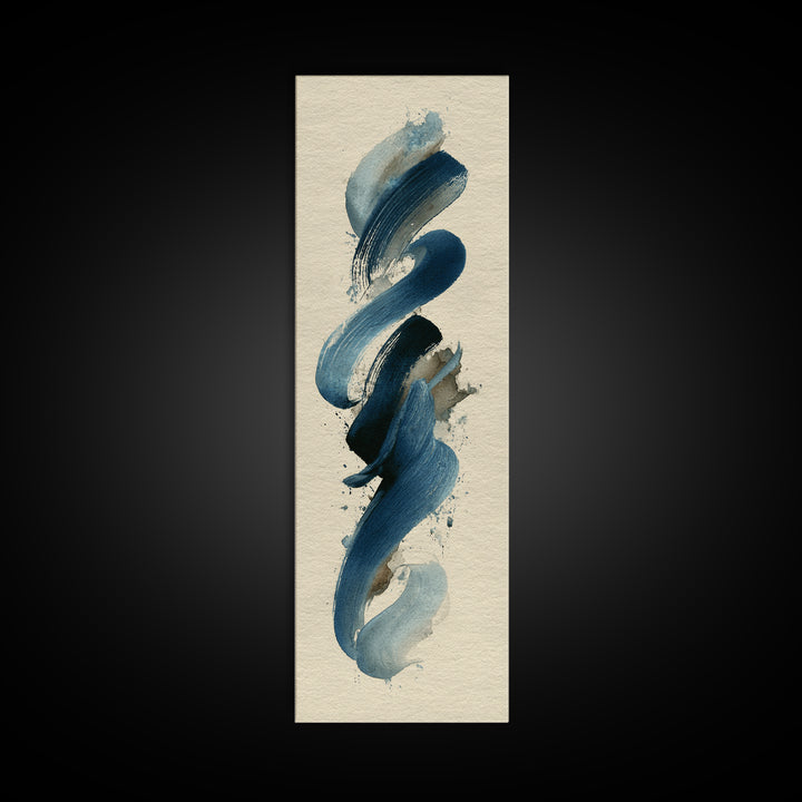 Modern Calligraphy Wave Framed Canvas Print, Calligraphy Art, Watercolor Print, Living Room Decor, Fine Art, Script, CAL-1x3-70