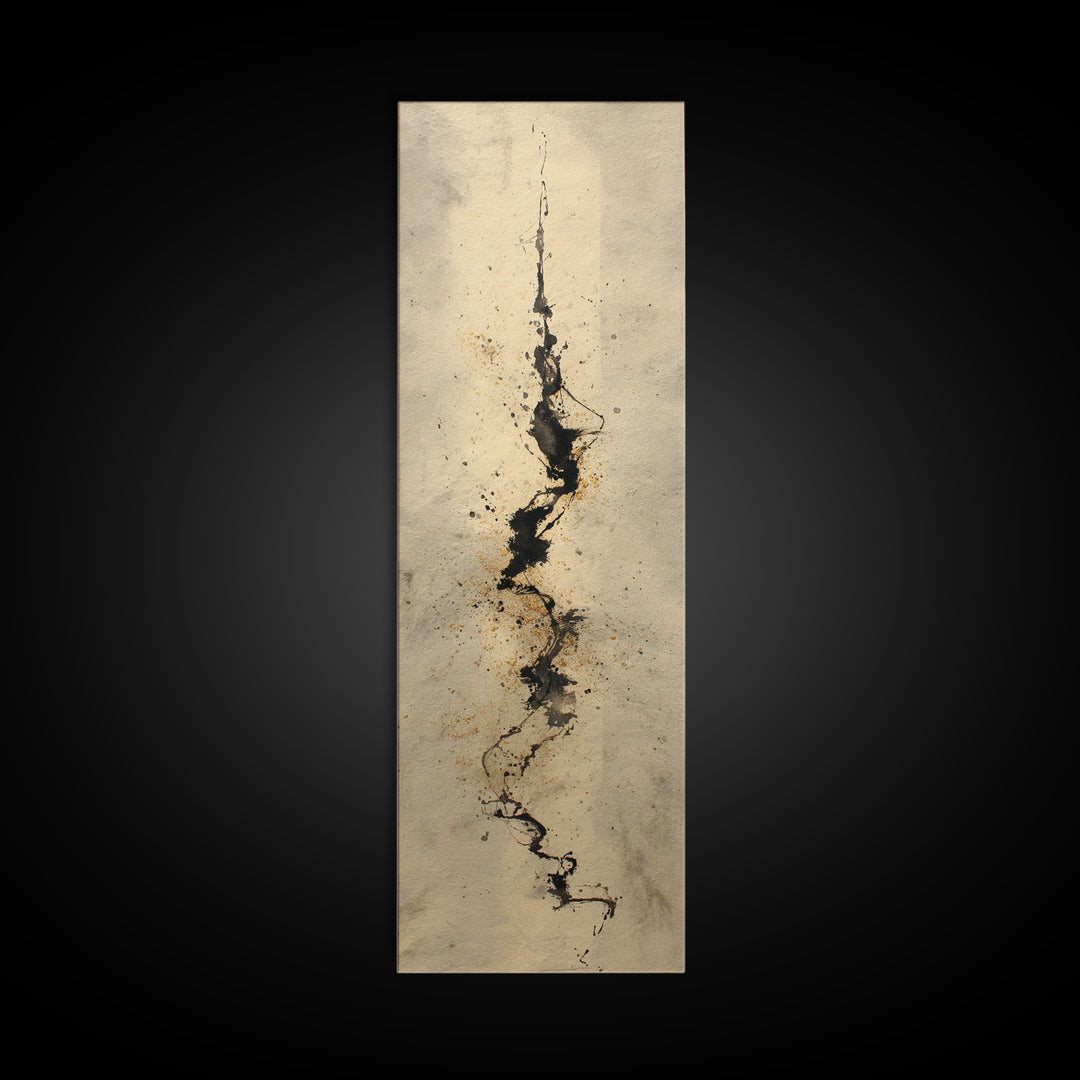 Expressive Musical Rhythm Painted as Ink Strokes Canvas Print, Calligraphy Art, Printable Wall Art, Living Room Decor, Script, CAL-1x3-84
