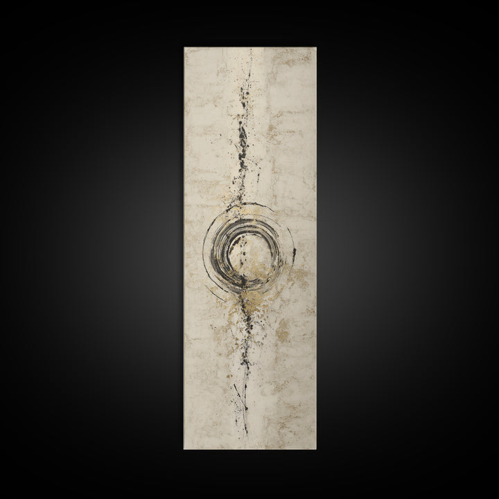Japanese Brush Mark Circle Canvas Print, Calligraphy Art, Modern Wall Art, Living Room Decor, Script, Watercolor Print, CAL-1x3-88
