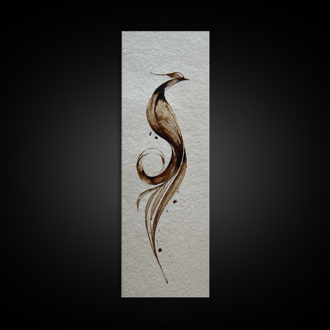 Calligraphic Bird Shape Formed from Flowing Lines Canvas Print, Calligraphy Art, Japanese Art, Living Room Decor, Script, CAL-1x3-92