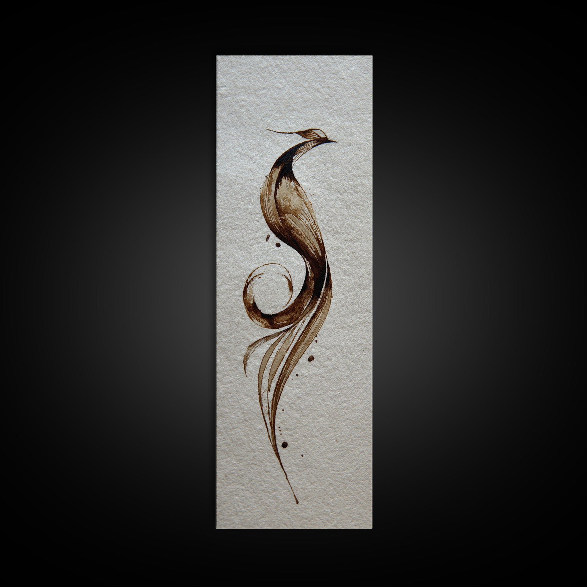 Calligraphic Bird Shape Formed from Flowing Lines Canvas Print, Calligraphy Art, Japanese Art, Living Room Decor, Script, CAL-1x3-92