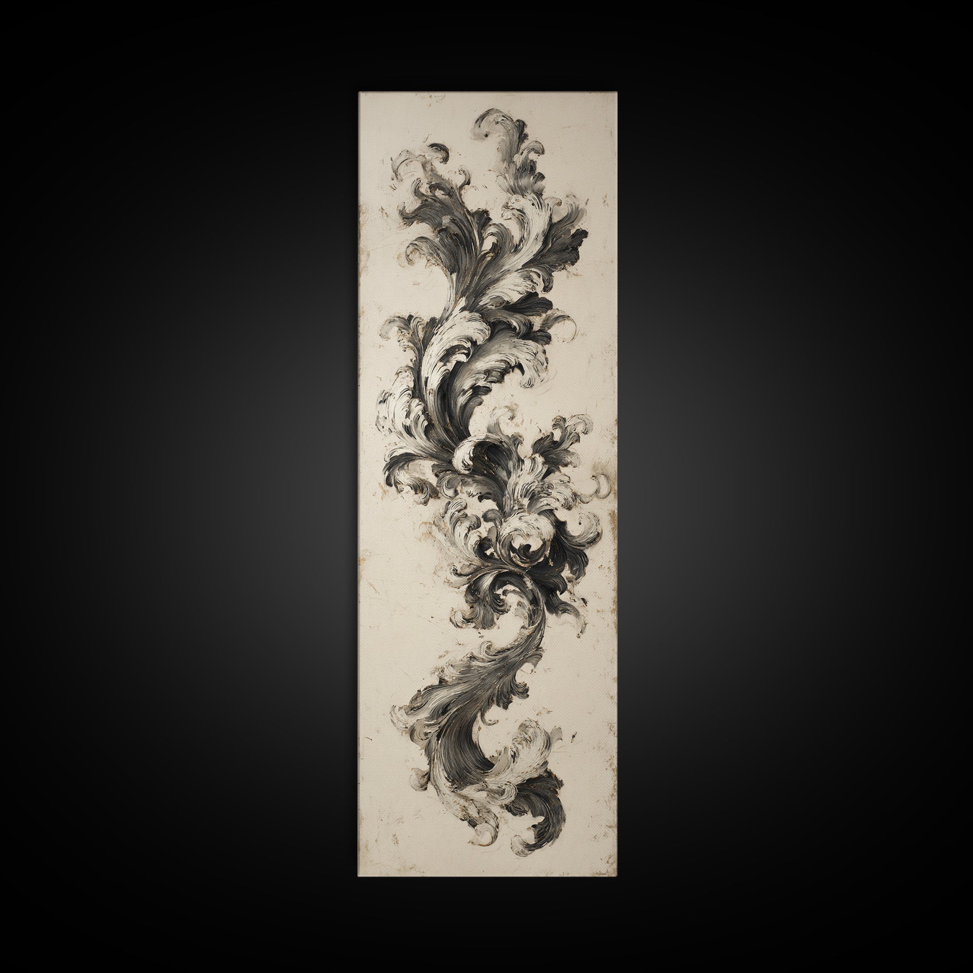 Baroque Scrollwork Made from Looping Pen Strokes Canvas Print, Calligraphy Art, Living Room Wall Art, Living Room Decor, Script, CAL-1x3-96