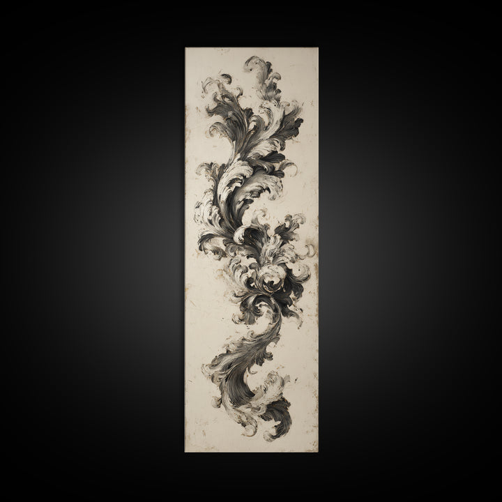 Baroque Scrollwork Made from Looping Pen Strokes Canvas Print, Calligraphy Art, Living Room Wall Art, Living Room Decor, Script, CAL-1x3-96
