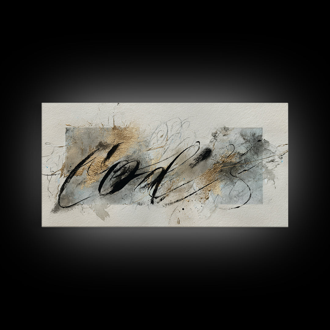 Romantic Handwritten Marks Without Readable Words Canvas Print, Calligraphy Art, Bedroom Wall Decor, Living Room Decor, Script, CAL-2x1-11