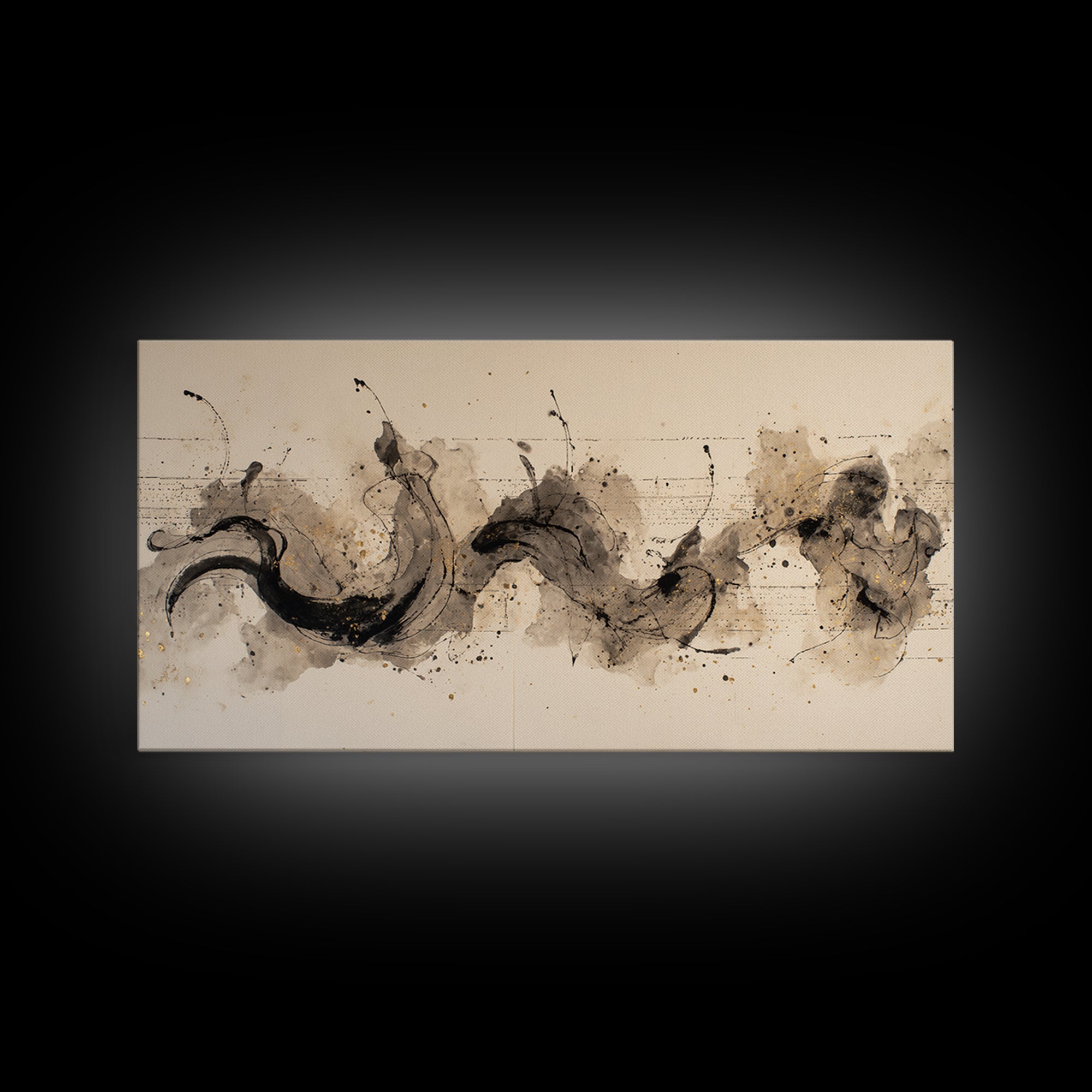 Large Sweeping Black Ink Gesture Like a Canvas Print, Calligraphy Art, Wall Art, Living Room Decor, Fine Art, Script, CAL-2x1-21