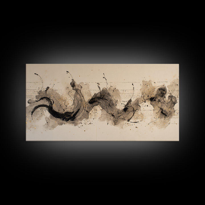 Large Sweeping Black Ink Gesture Like a Canvas Print, Calligraphy Art, Wall Art, Living Room Decor, Fine Art, Script, CAL-2x1-21