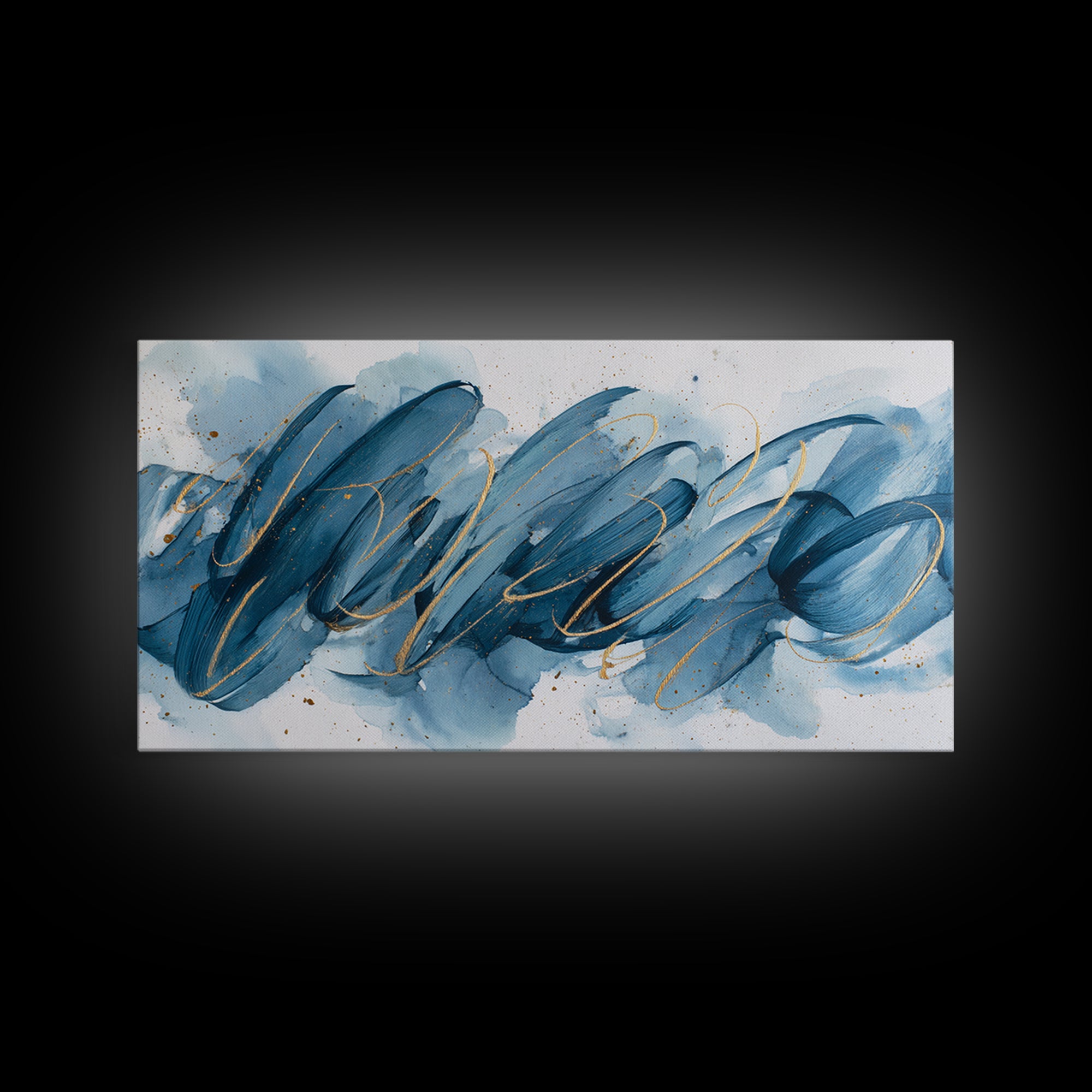 Modern Calligraphy Wave Framed Canvas Print, Calligraphy Art, Luxury Decor, Living Room Decor, Fine Art, Script, Prints, CAL-2x1-30
