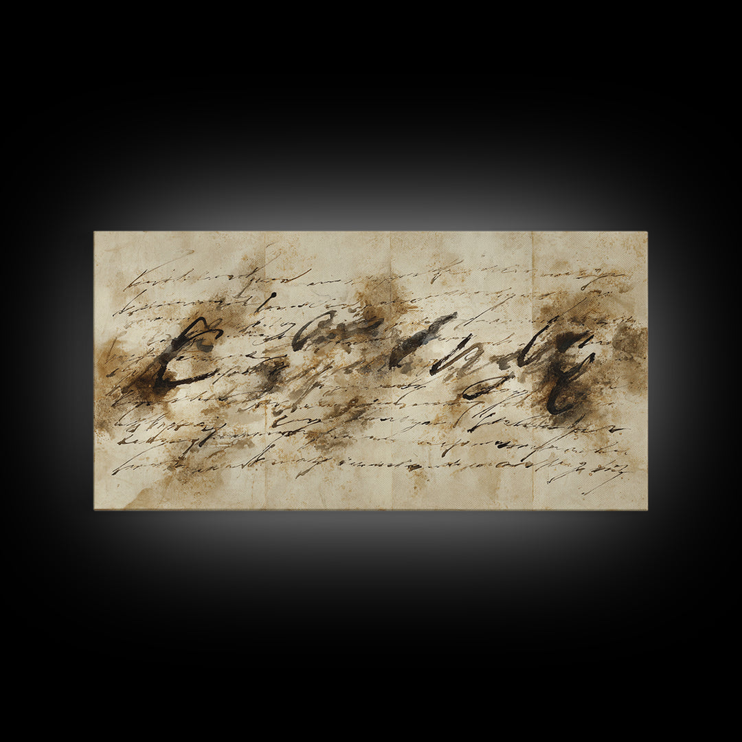 Expressive Musical Rhythm Painted as Ink Strokes Canvas Print, Calligraphy Art, Textured Painting, Living Room Decor, Script, CAL-2x1-44