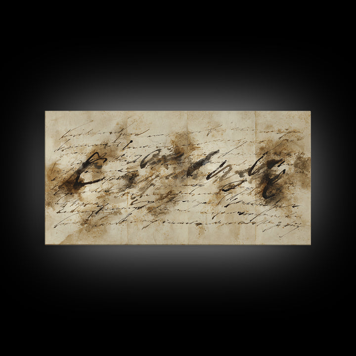 Expressive Musical Rhythm Painted as Ink Strokes Canvas Print, Calligraphy Art, Textured Painting, Living Room Decor, Script, CAL-2x1-44