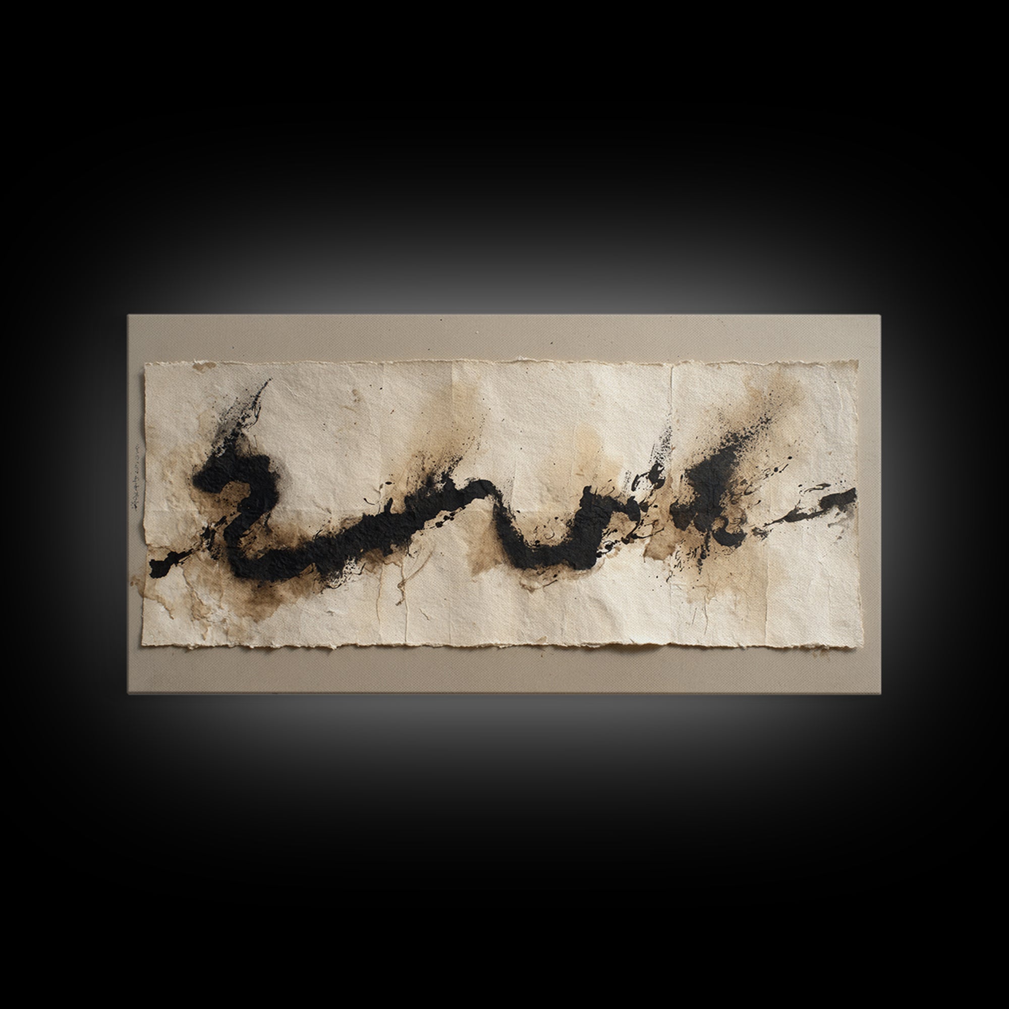 Minimal Black Calligraphy Rhythm Framed Canvas Print, Calligraphy Art, Calligraphy, Living Room Decor, Fine Art, Script, CAL-2x1-51