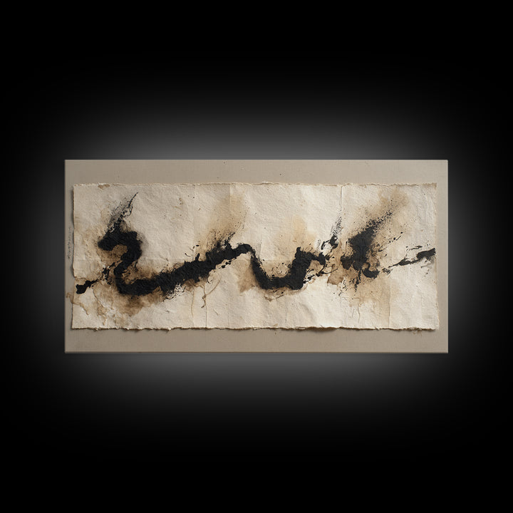 Minimal Black Calligraphy Rhythm Framed Canvas Print, Calligraphy Art, Calligraphy, Living Room Decor, Fine Art, Script, CAL-2x1-51