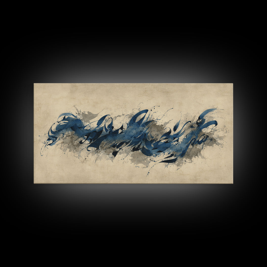 Modern Calligraphy Wave Canvas Print, Calligraphy Art, Contemporary Art, Living Room Decor, Fine Art, Script, Printable Art, CAL-2x1-54