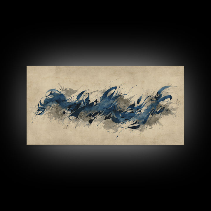 Modern Calligraphy Wave Canvas Print, Calligraphy Art, Contemporary Art, Living Room Decor, Fine Art, Script, Printable Art, CAL-2x1-54