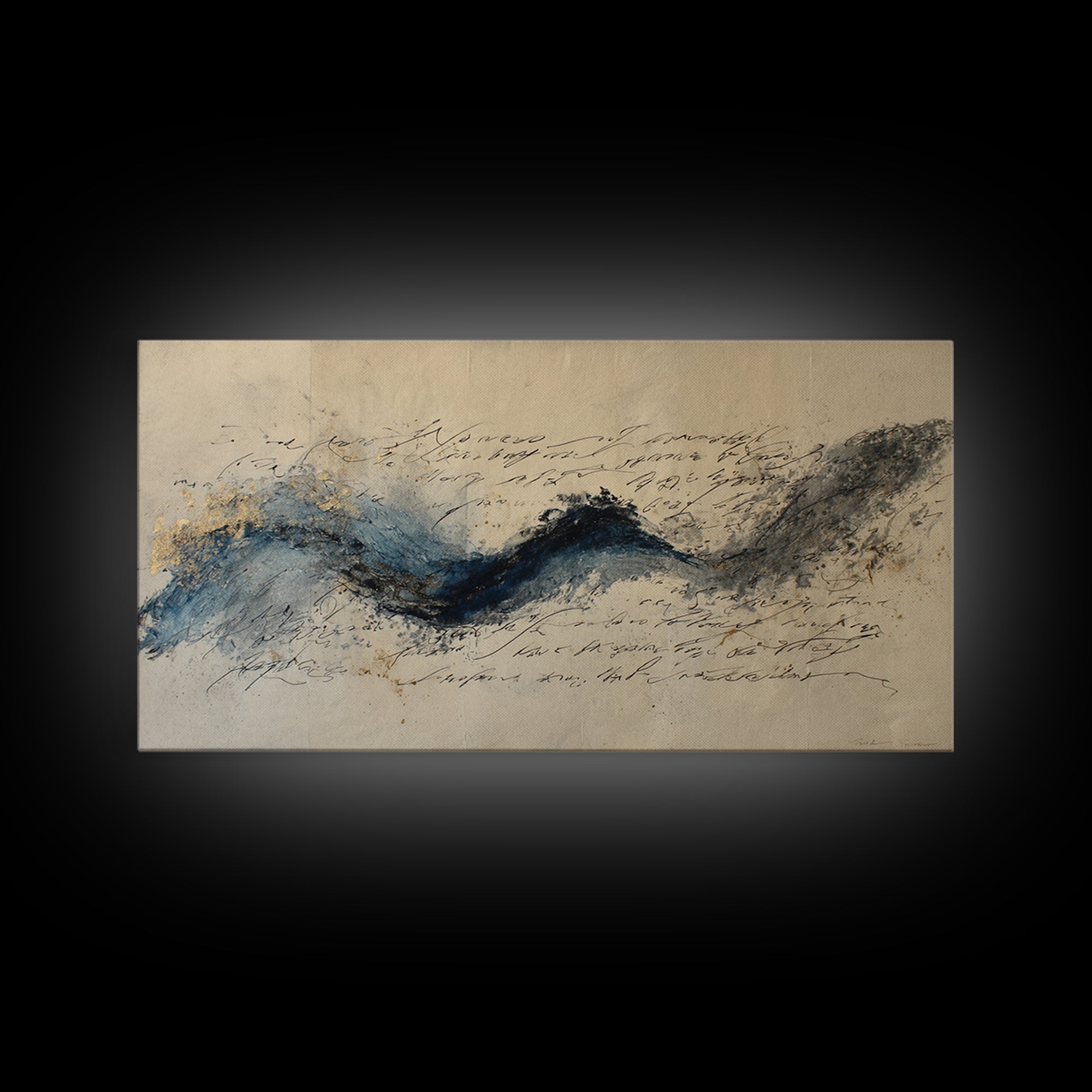 Modern Calligraphy Wave Framed Canvas Print, Calligraphy Art, Luxury Decor, Living Room Decor, Fine Art, Script, Prints, CAL-2x1-6