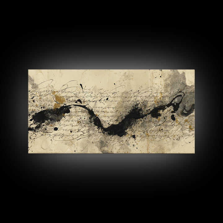 Large Sweeping Black Ink Gesture Like a Canvas Print, Calligraphy Art, Printable Art, Living Room Decor, Fine Art, Script, CAL-2x1-69