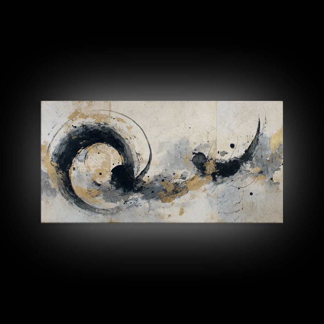 Crescent Moon Made from Elegant Ink Swashes Canvas Print, Calligraphy Art, Digital Print, Living Room Decor, Fine Art, Script, CAL-2x1-89