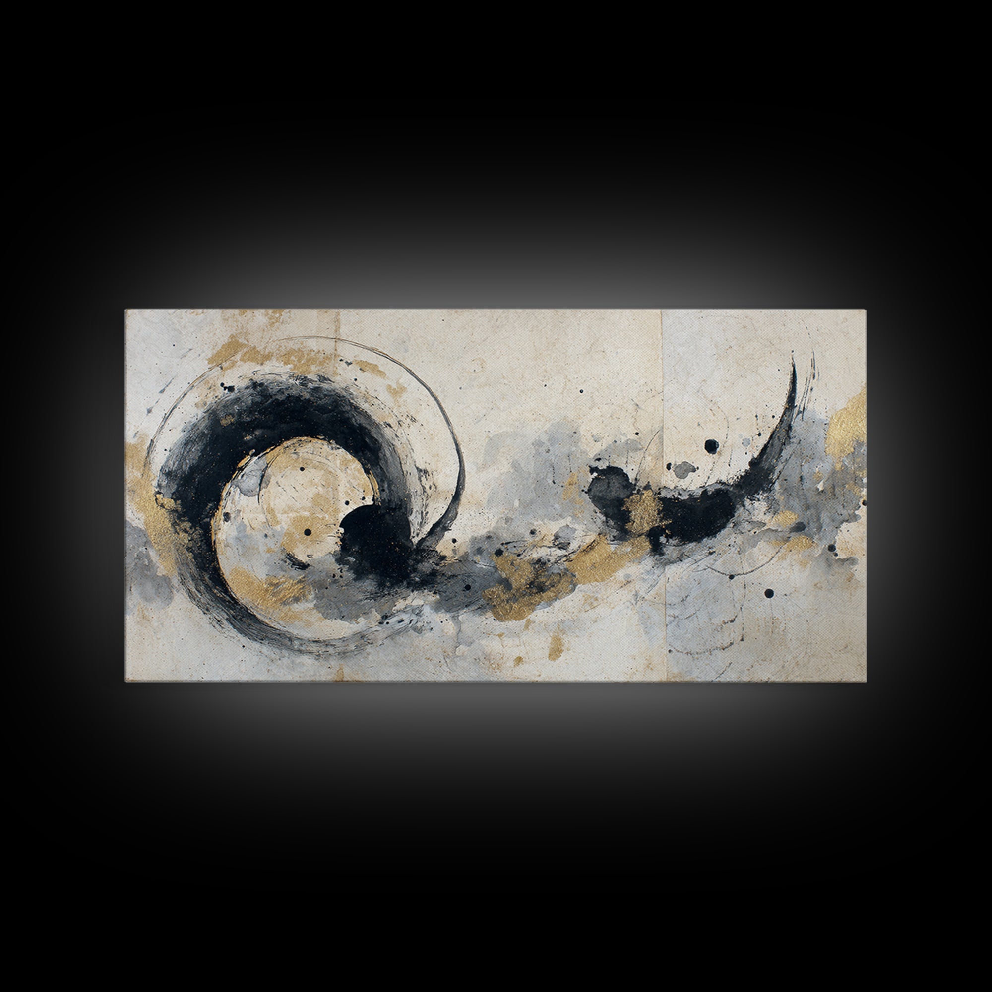 Crescent Moon Made from Elegant Ink Swashes Canvas Print, Calligraphy Art, Digital Print, Living Room Decor, Fine Art, Script, CAL-2x1-89