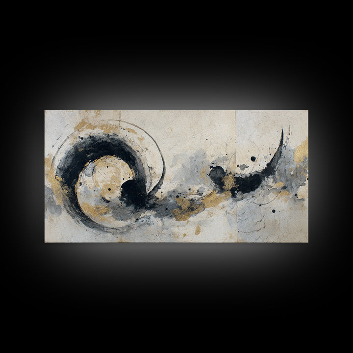 Crescent Moon Made from Elegant Ink Swashes Canvas Print, Calligraphy Art, Digital Print, Living Room Decor, Fine Art, Script, CAL-2x1-89