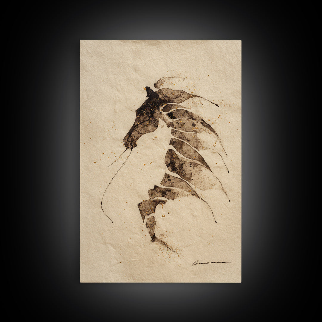Calligraphic Horse Silhouette Made from One Line Framed Canvas Print, Calligraphy Art, Wall Art, Living Room Decor, Script, CAL-2x3-1