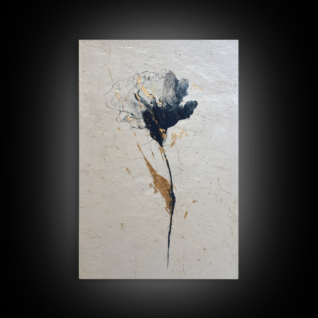 Single Elegant Flourish Shaped Like a Flower Framed Canvas Print, Calligraphy Art, Wall Decor, Living Room Decor, Script, CAL-2x3-37