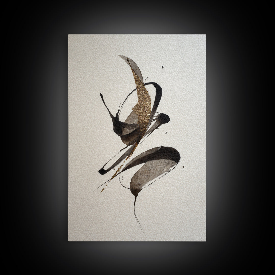 Calligraphic Bird Shape Formed from Flowing Lines Canvas Print, Calligraphy Art, Fine Art Print, Living Room Decor, Script, CAL-2x3-40