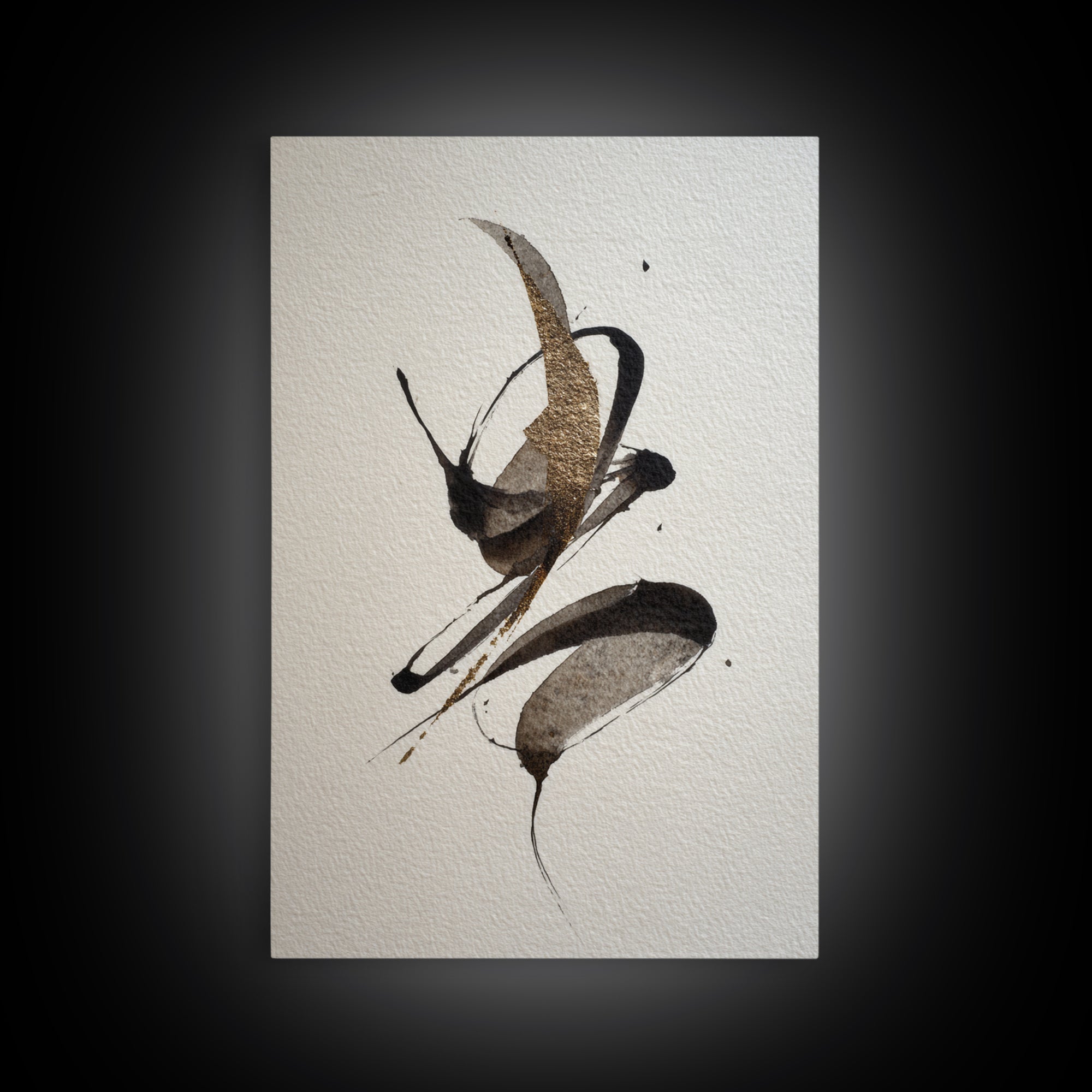 Calligraphic Bird Shape Formed from Flowing Lines Canvas Print, Calligraphy Art, Fine Art Print, Living Room Decor, Script, CAL-2x3-40
