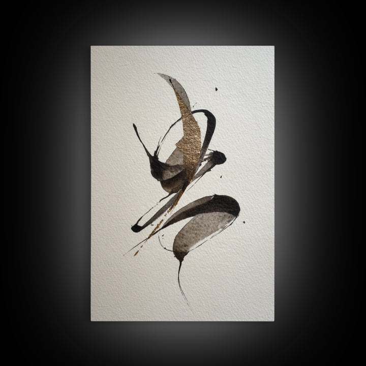 Calligraphic Bird Shape Formed from Flowing Lines Canvas Print, Calligraphy Art, Fine Art Print, Living Room Decor, Script, CAL-2x3-40