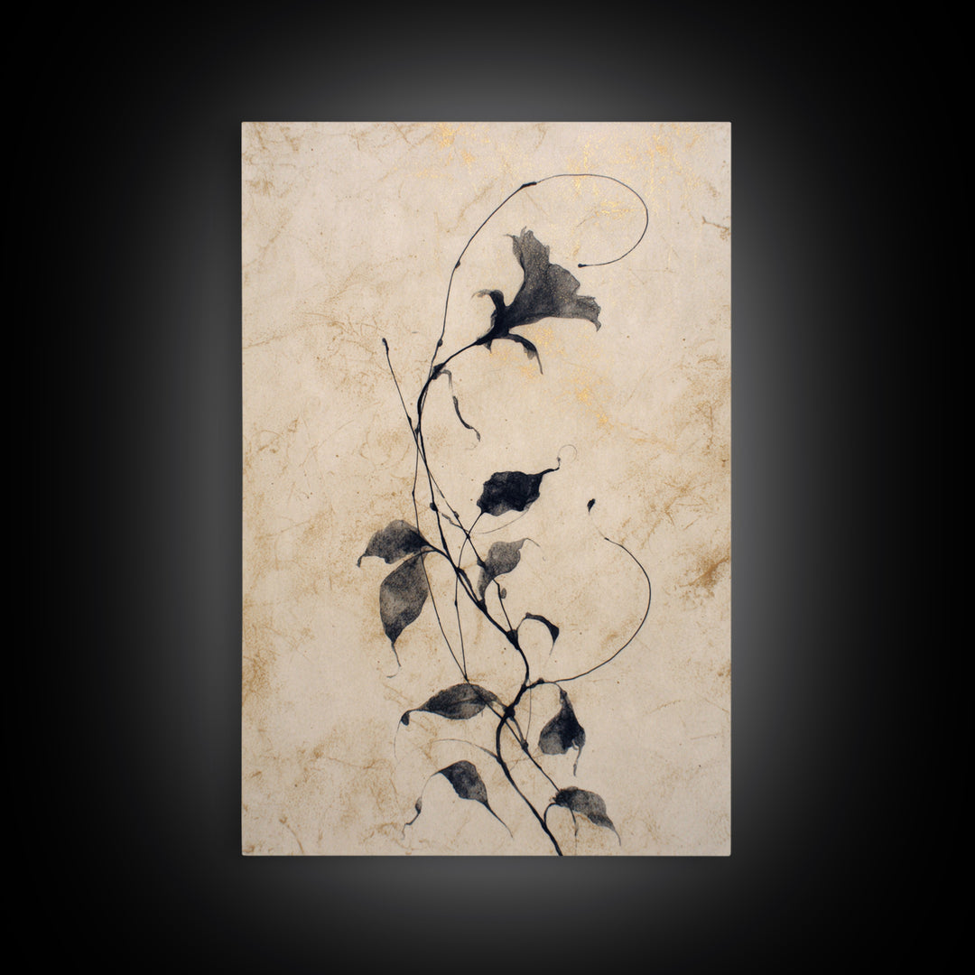 Floral Vine Created from Graceful Script Like Canvas Print, Calligraphy Art, Contemporary Art, Living Room Decor, Script, CAL-2x3-43
