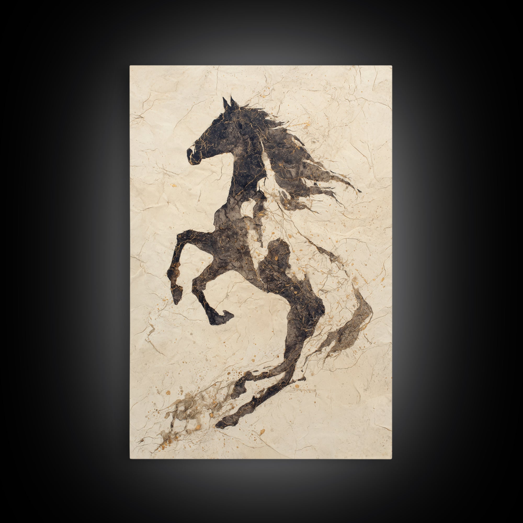Calligraphic Horse Silhouette Made from One Line Canvas Print, Calligraphy Art, Prints, Living Room Decor, Fine Art, Script, CAL-2x3-49