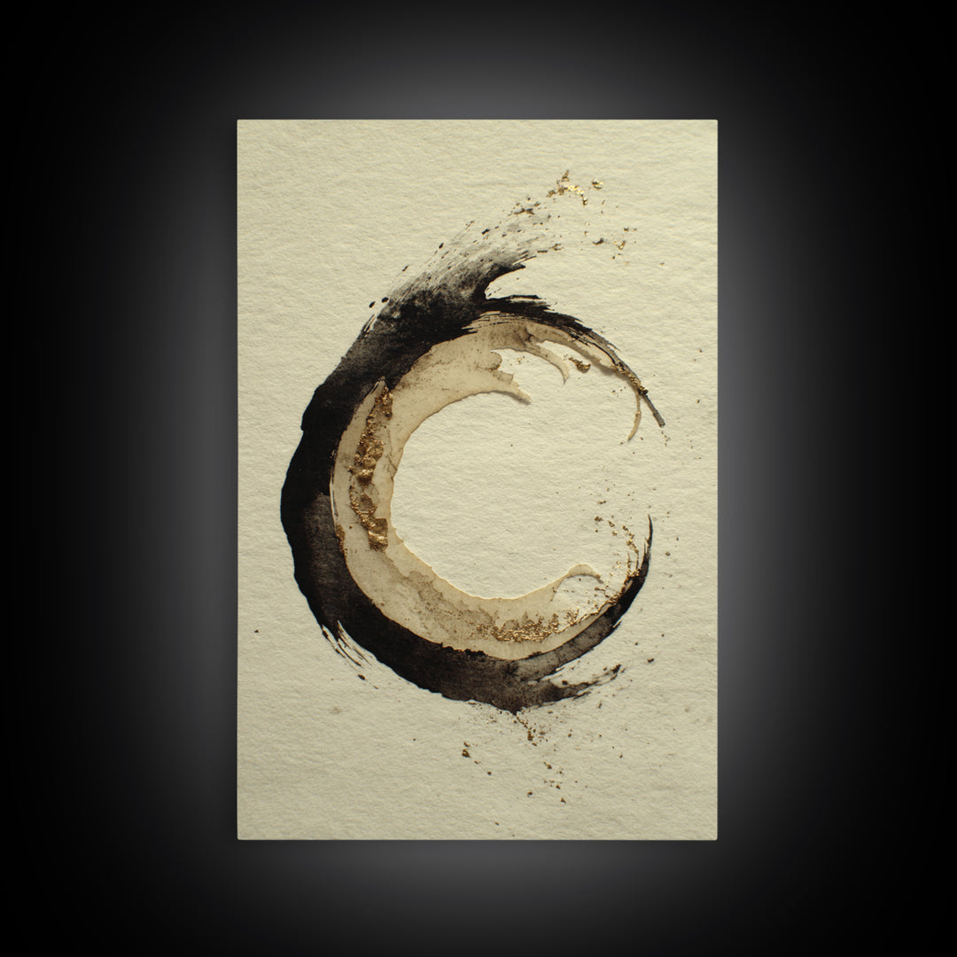 Crescent Moon Made from Elegant Ink Swashes Canvas Print, Calligraphy Art, Home Decor, Living Room Decor, Fine Art, Script, CAL-2x3-5