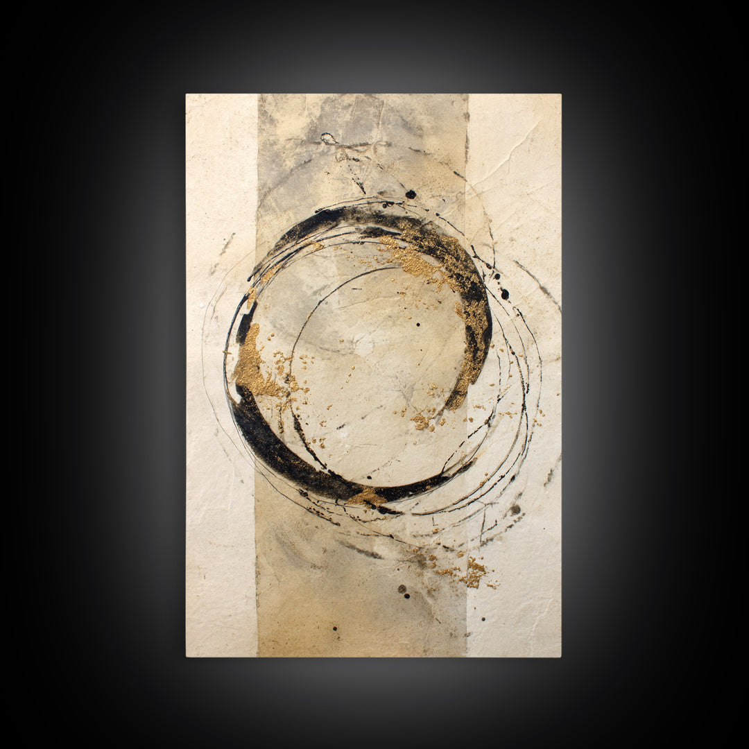 Crescent Moon Made from Elegant Ink Swashes Framed Canvas Print, Calligraphy Art, Print, Living Room Decor, Fine Art, Script, CAL-2x3-53