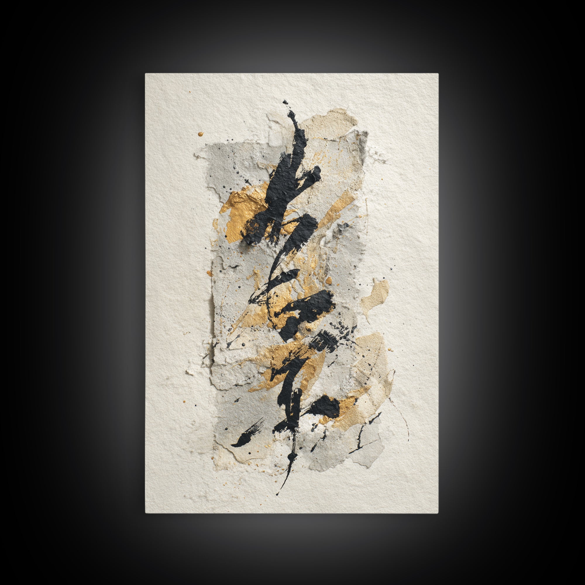 Expressive Musical Rhythm Painted as Ink Strokes Canvas Print, Calligraphy Art, Neutral Decor, Living Room Decor, Script, CAL-2x3-56