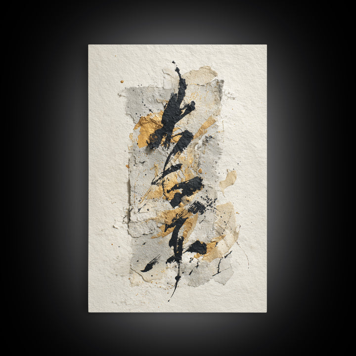 Expressive Musical Rhythm Painted as Ink Strokes Canvas Print, Calligraphy Art, Neutral Decor, Living Room Decor, Script, CAL-2x3-56