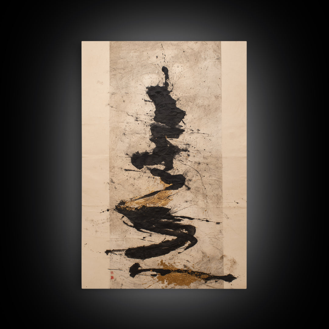 Large Sweeping Black Ink Gesture Like a Canvas Print, Calligraphy Art, Wall Art Print, Living Room Decor, Fine Art, Script, CAL-2x3-57
