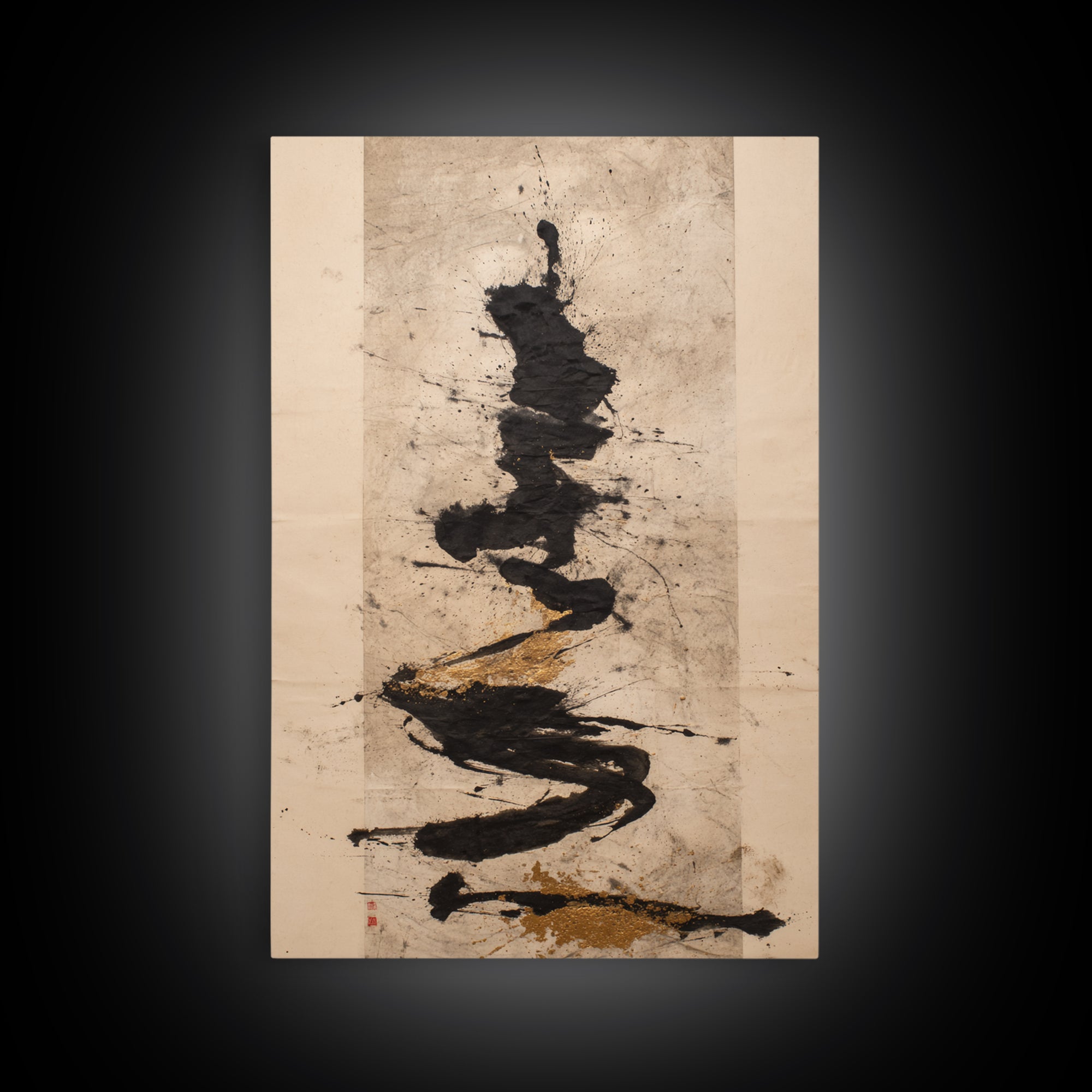 Large Sweeping Black Ink Gesture Like a Canvas Print, Calligraphy Art, Wall Art Print, Living Room Decor, Fine Art, Script, CAL-2x3-57