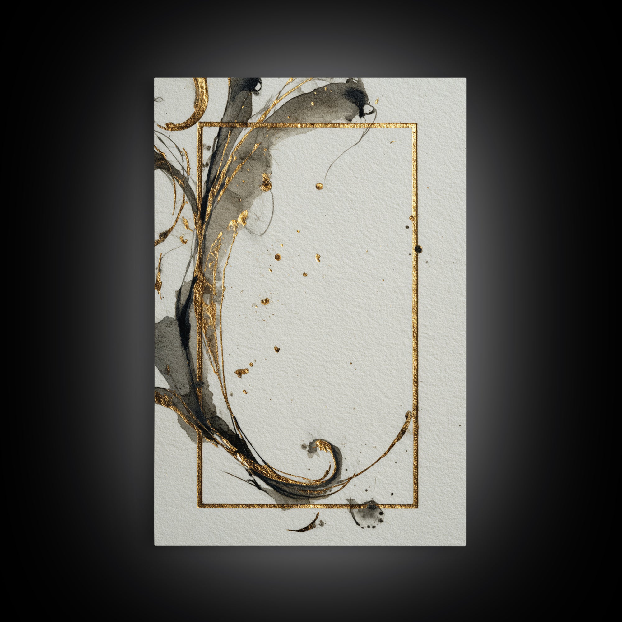 Ornamental Frame of Flourished Pen Curves Framed Canvas Print, Calligraphy Art, Wall Decor, Living Room Decor, Fine Art, Script, CAL-2x3-74
