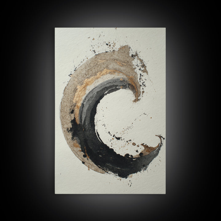 Crescent Moon Made from Elegant Ink Swashes Canvas Print, Calligraphy Art, Calligraphy, Living Room Decor, Fine Art, Script, CAL-2x3-77