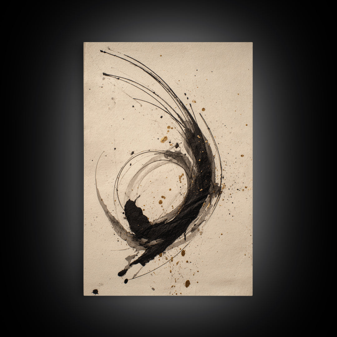 Large Sweeping Black Ink Gesture Like a Canvas Print, Calligraphy Art, Wall Art Print, Living Room Decor, Fine Art, Script, CAL-2x3-81