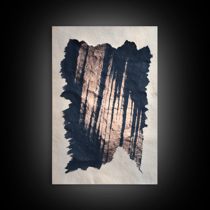 Layered Copper Ink Strokes on Dark Navy Canvas Print, Calligraphy Art, Prints, Living Room Decor, Script, Bedroom Wall Decor, CAL-2x3-86