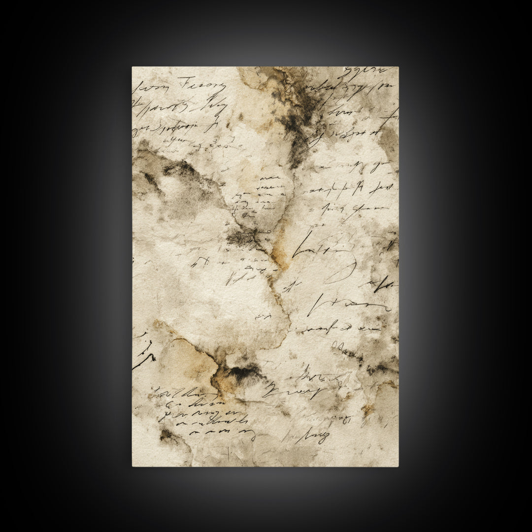 Romantic Handwritten Marks Without Readable Words Canvas Print, Calligraphy Art, Living Room Wall Art, Living Room Decor, CAL-2x3-95